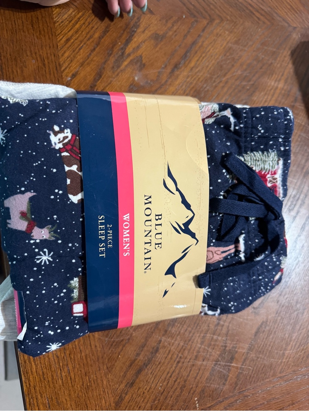 Blue Mountain Women's Navy Holiday Print 2-Piece Sleep Set